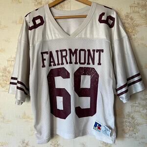 Vintage 90s Distessed Russell Athletic Fairmont 69 Football Jersey | Boxy XL